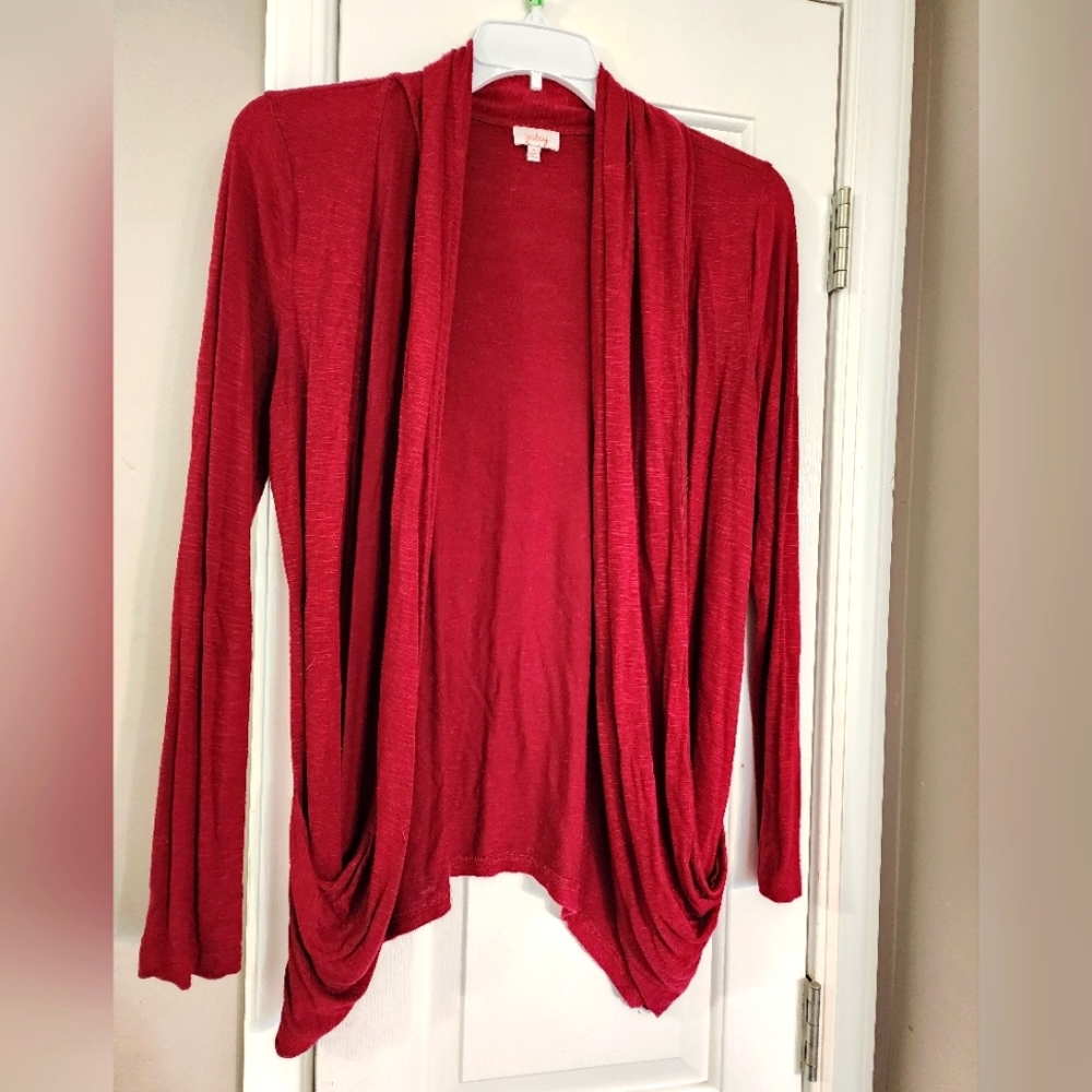 Red cardigan